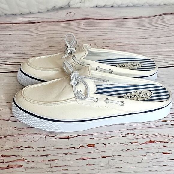 Sperry Cream Canvas Top Sider Slides Size 7 - Picture 9 of 9